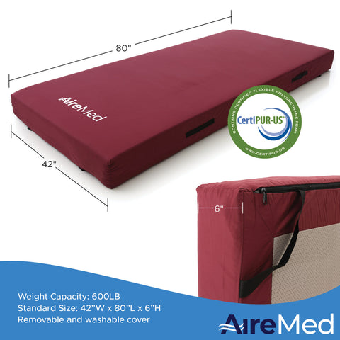 AireMed InstantEase Hybrid+ Bariatric Multi Layered Foam Hospital Bed Mattress – 42”W x 80”L x 6”H